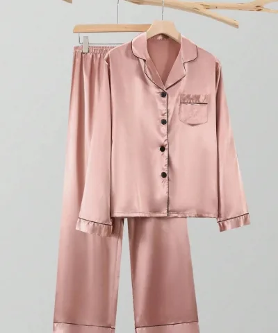 Rose Satin Pajama Set